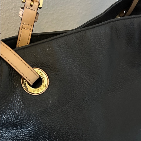 Michael Kors Black and Tan Leather Tote - Picture 3 of 14